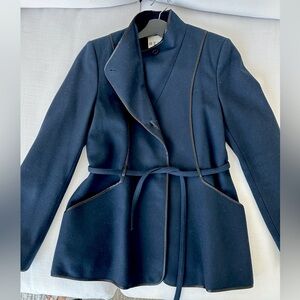 Reiss light cashmere blend jacket - navy with black piping